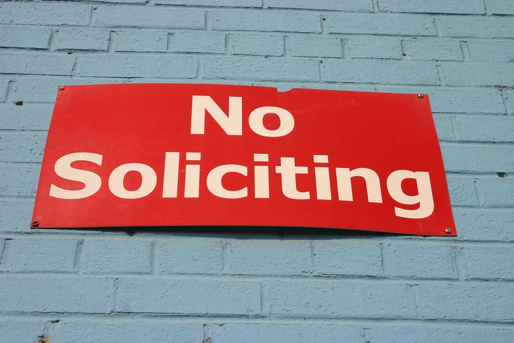 A sign that reads NO SOLICITING