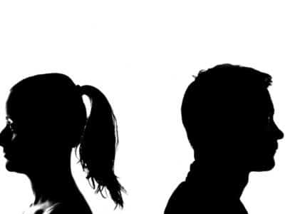 Silhouette of a separated man and woman