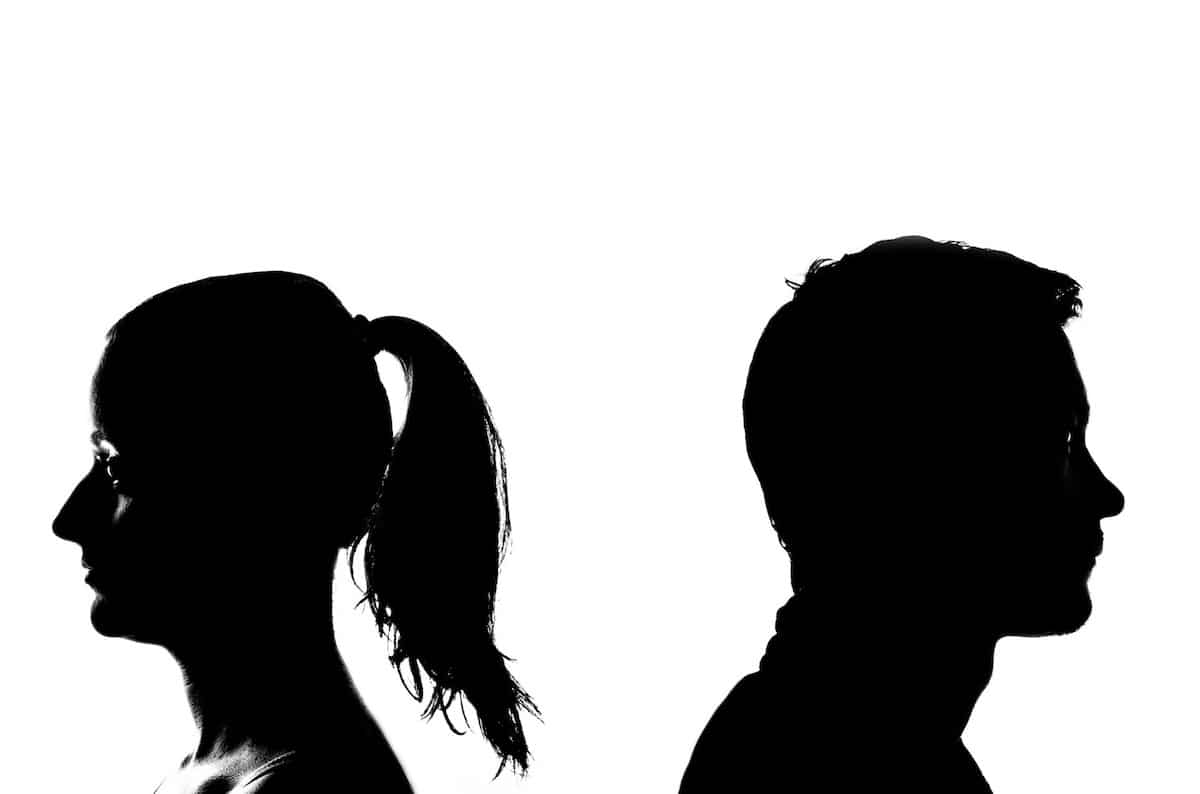 Silhouette of a separated man and woman